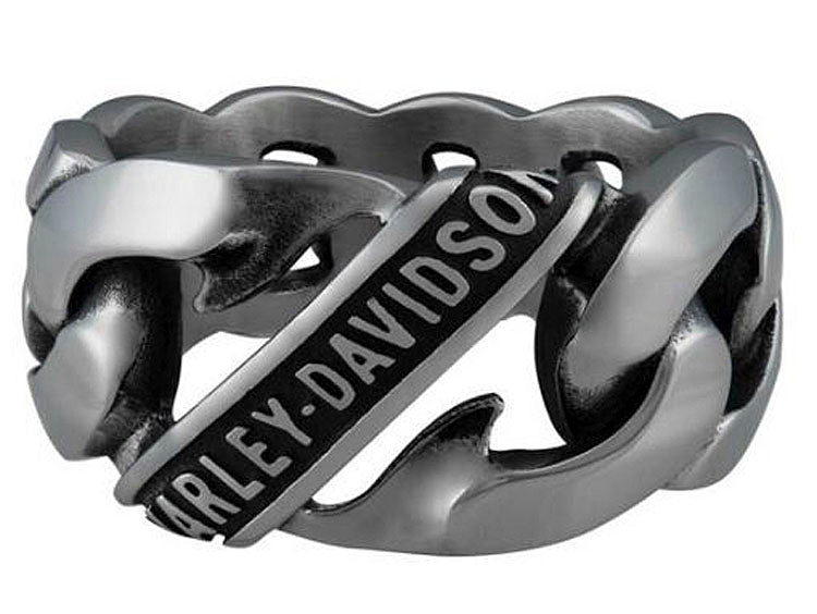 Harley-Davidson® Men's Banner Curb Link Signature Ring