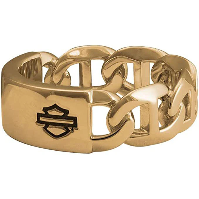 Harley-Davidson® Women's Gold-Tone Bar & Shield® Mariner Chain Ring