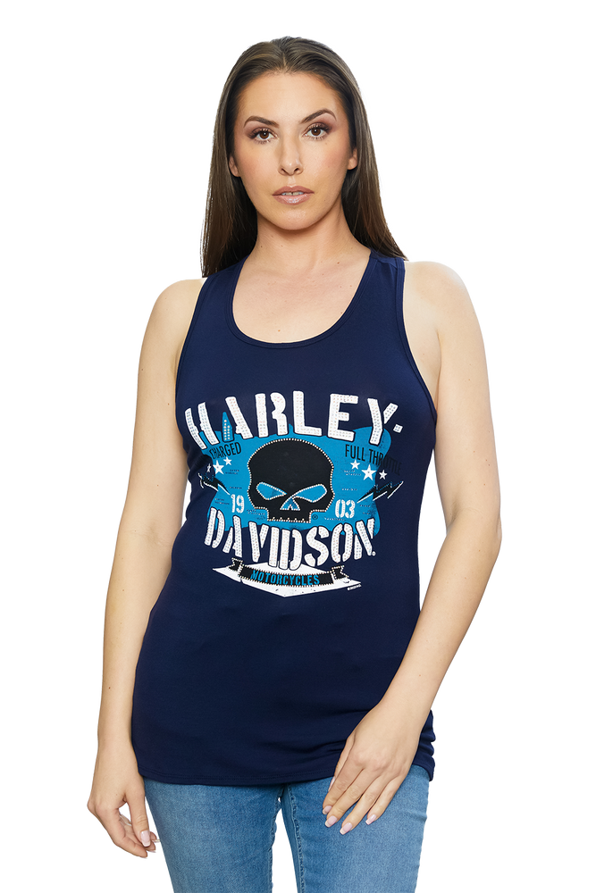 Harley-Davidson® Women's Charged Scoop Neck Tank | Rhinestone Embellished