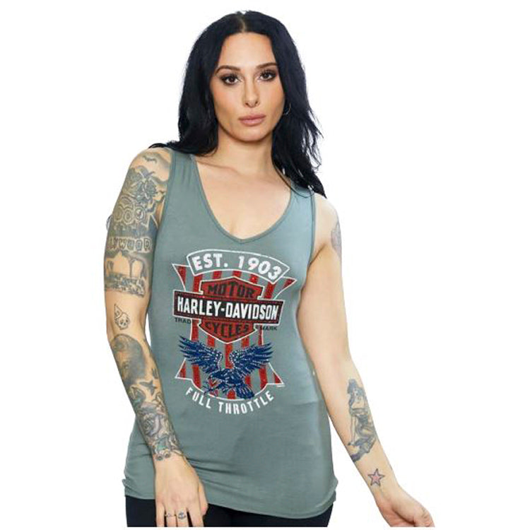 Harley-Davidson® Women's Dealers Choice V-Neck Tank Top | Rhinestone Embellished