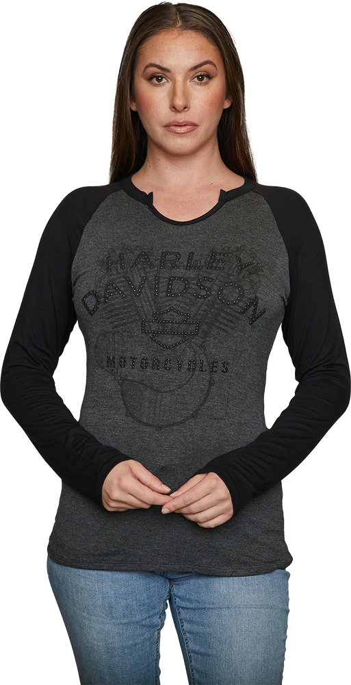 
                  
                    Harley-Davidson® Women's Schematic Long Sleeve Shirt | Rhinestone Embellished
                  
                