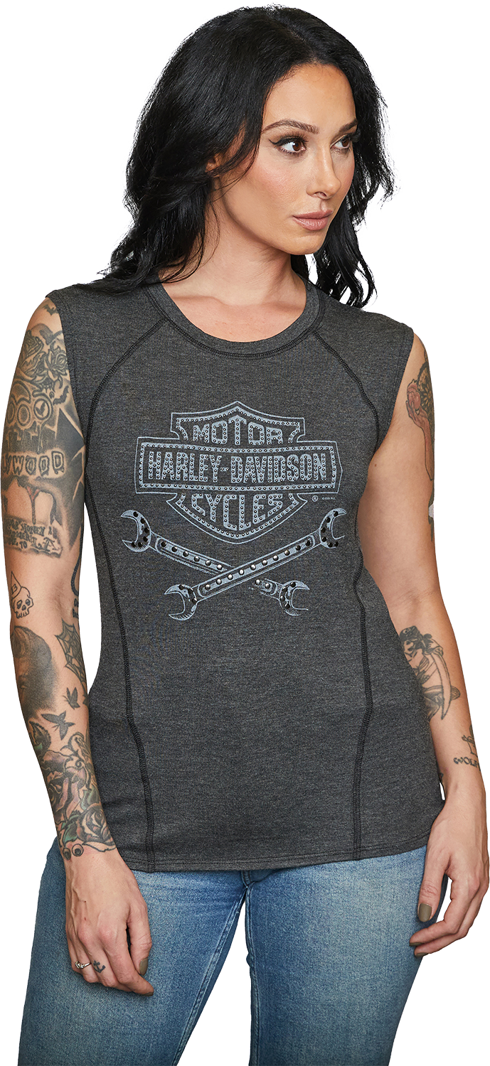 Harley-Davidson® Women's Wrench It Sleeveless Top | Rhinestone Embellished