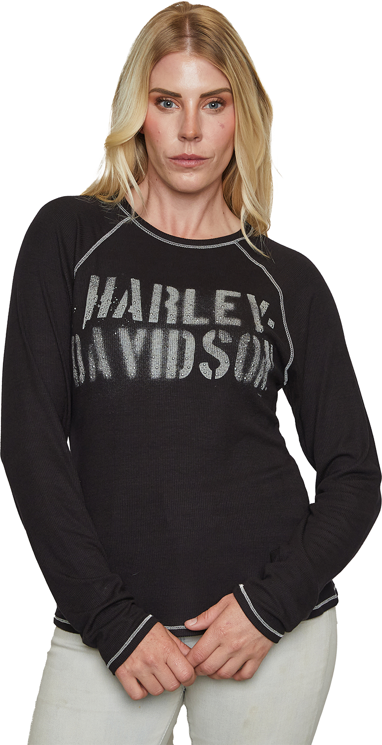 
                  
                    Harley-Davidson® Women's Stencil Long Sleeve Shirt | Rhinestone Embellished
                  
                