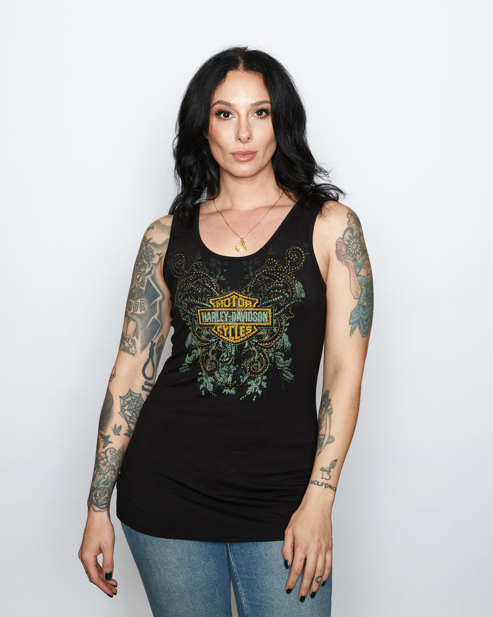 Harley-Davidson® Women's Motor Monolithic Tank Top | Rhinestone Embellished