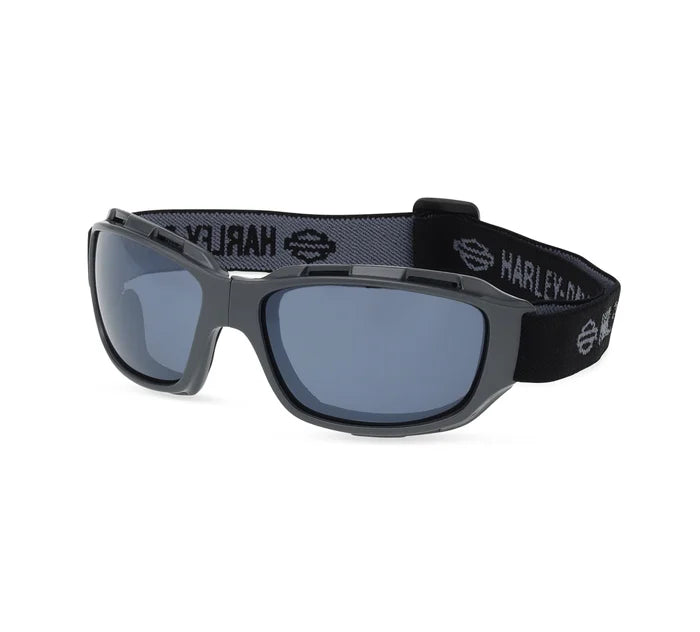 Harley-Davidson® Battery Rectangular Foldable Motorcycle Riding Goggle - Black, Grey