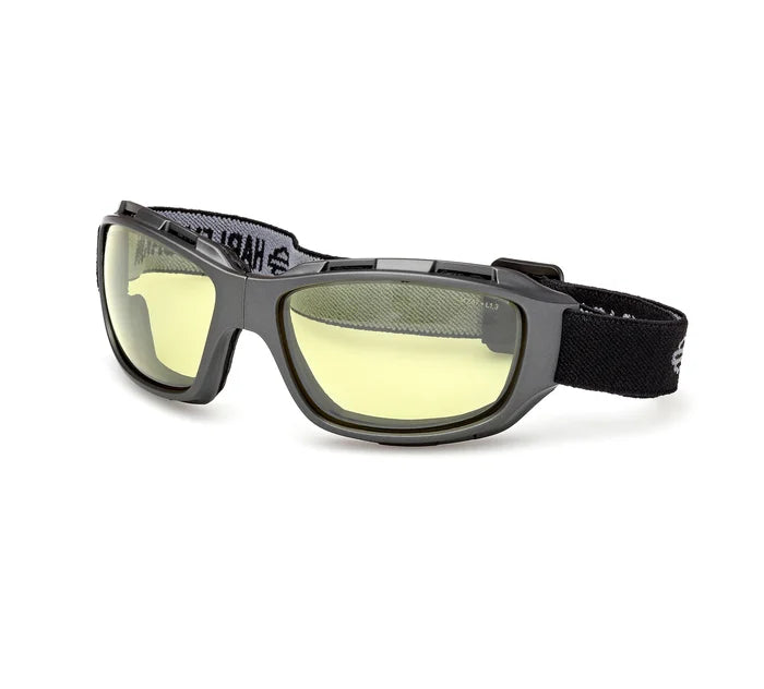 Battery Rectangular Foldable Motorcycle Riding Goggle - Black Matte, Yellow