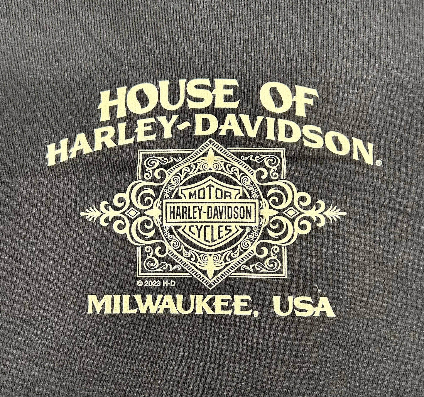 Harley-Davidson® Women's Down H-D Banner V-Neck T-Shirt | Black | Short Sleeves