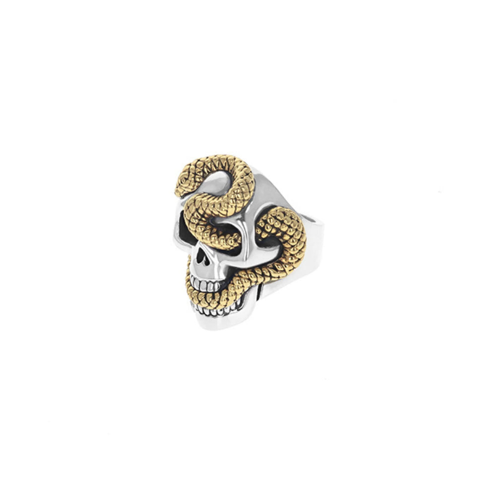 King Baby® Men's Large Skull Ring w/ Gold Alloy Snake