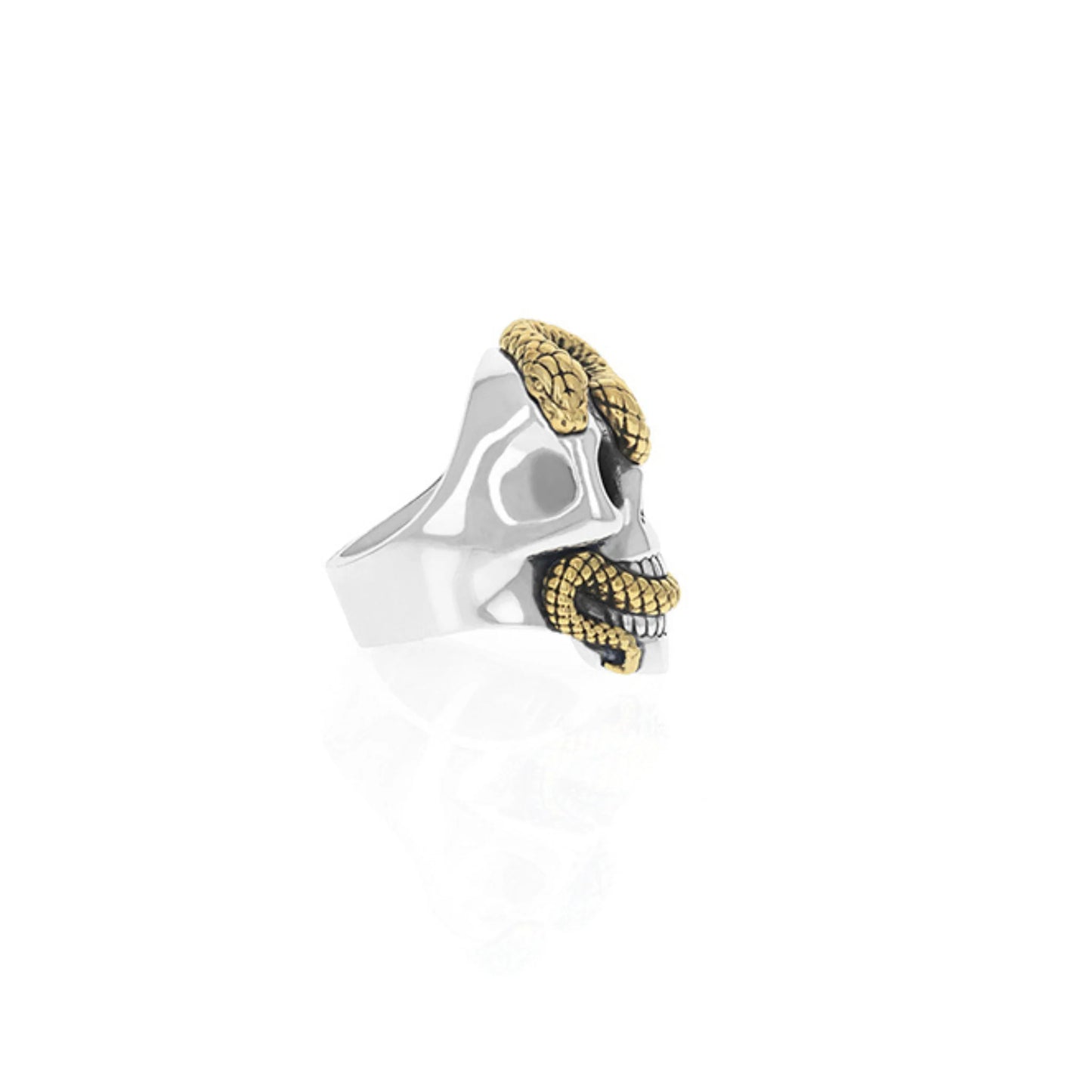 
                  
                    King Baby® Men's Large Skull Ring w/ Gold Alloy Snake
                  
                