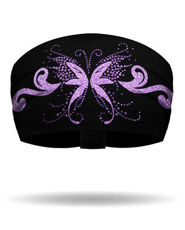 That's A Wrap!® Women's Angelic Butterfly Knotty Band™ Head Wrap | Purple | Glitter and AB Crystal Embellishments