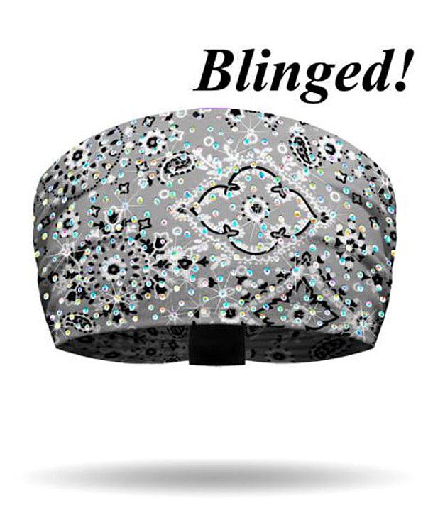 That s A Wrap!® Women's Classic Bandana Knotty Band Head Wrap | Grey | Chrystal Embellishments