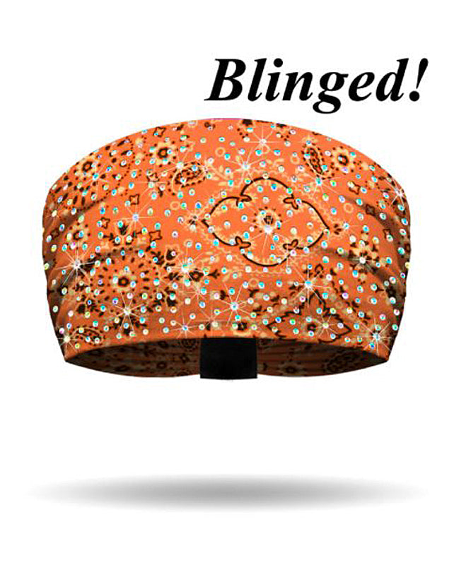 That's A Wrap!® Women's Classic Orange Bandana Knotty Band Head Wrap | Orange | Chrystal Embellishments