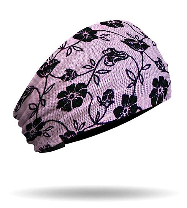 That's A Wrap!® Women's Pink & Black Floral Lace Knotty Band Head Wrap