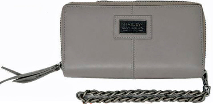 Harley-Davidson® Women's Legend Collection Zip-Around Wallet | Detachable Leather/Chain Wristlet