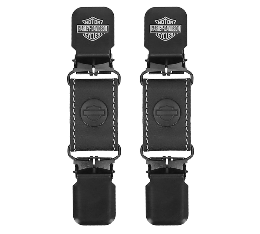 Harley-Davidson® Bar & Shield® Genuine Leather Boot Clips| Pair | Black