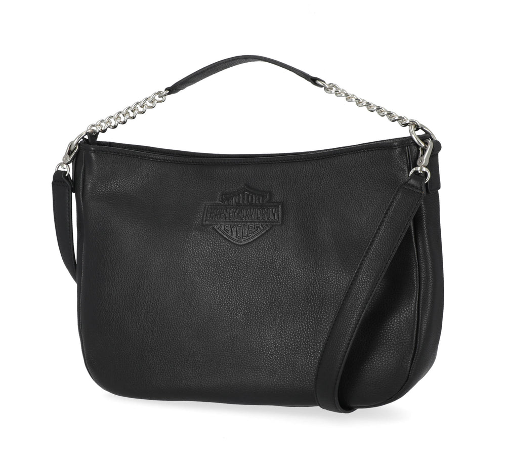 Harley-Davidson® Women's Iconic bar & Shield Chain Hobo Handbag | Detachable Shoulder Strap