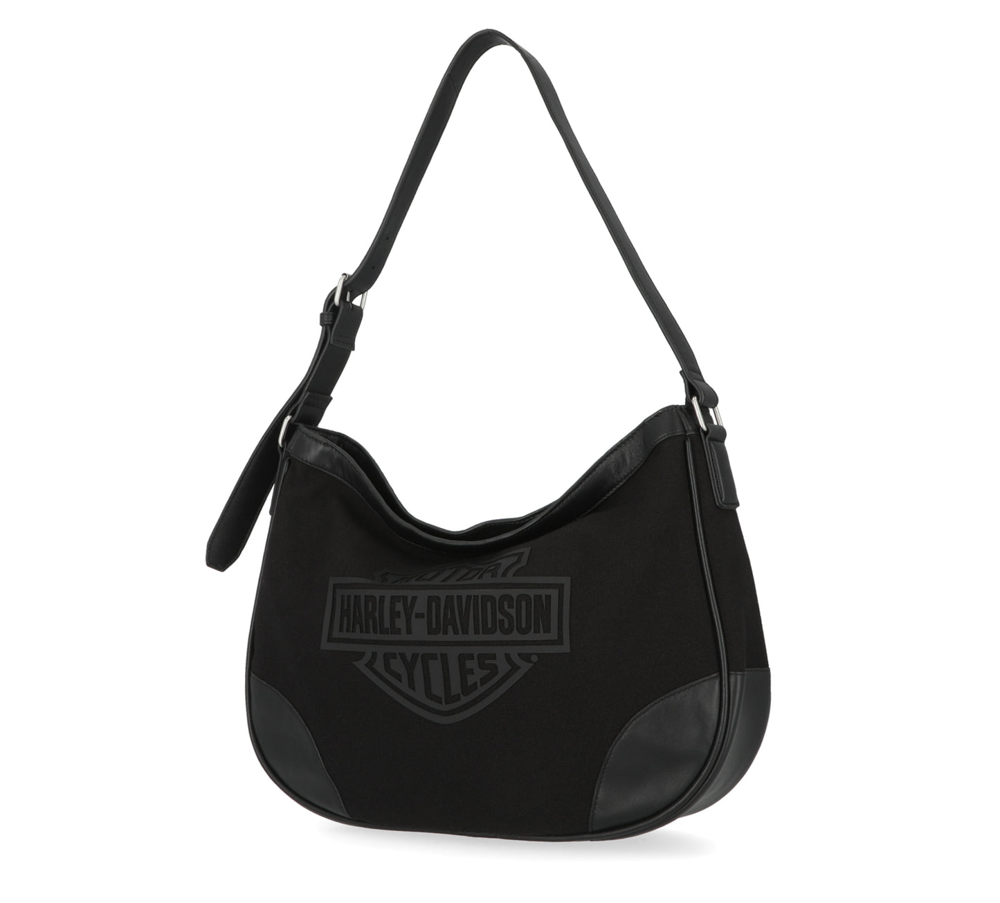 
                  
                    Harley-Davidson® Women's Hobo Handbag | Canvas | Genuine Leather Trim | Black
                  
                