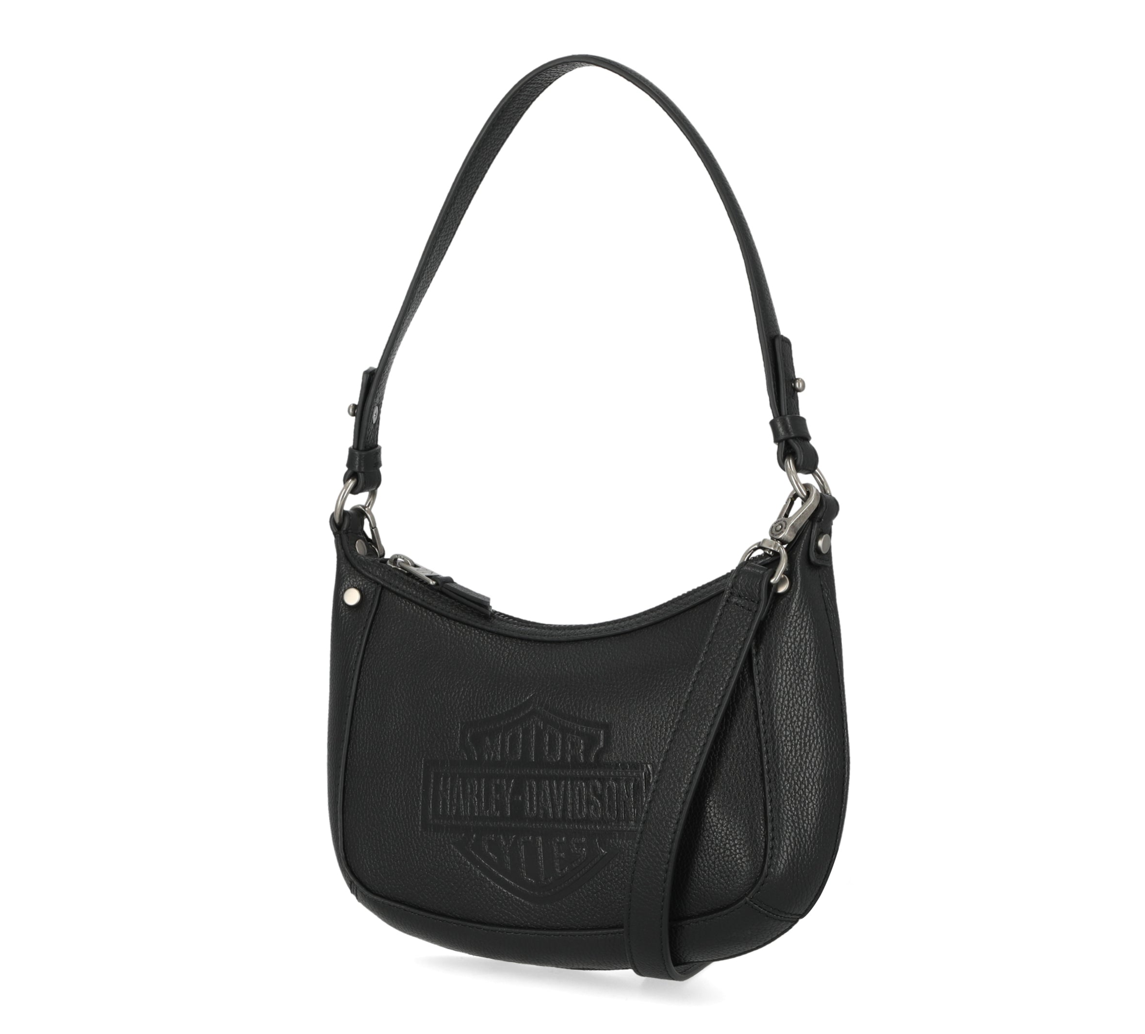希少✨Harley Davidson ショルダーバッグ レザー ロゴ金具 黒 Harley-Davidson® Flat Stud Hobo Handbag - Black | House of Harley®