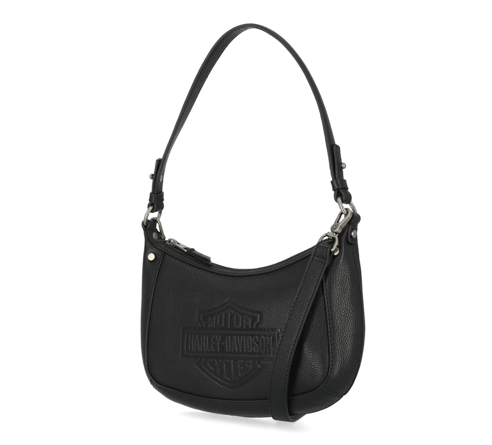 Harley-Davidson® Flat Stud Hobo Handbag  | Black