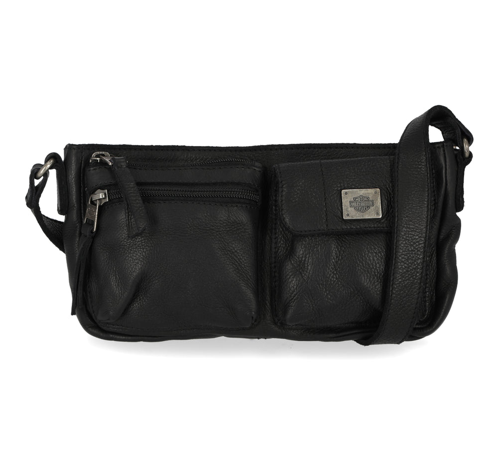 Harley-Davidson® Women's Washed Leather Shoulder Bag | Black