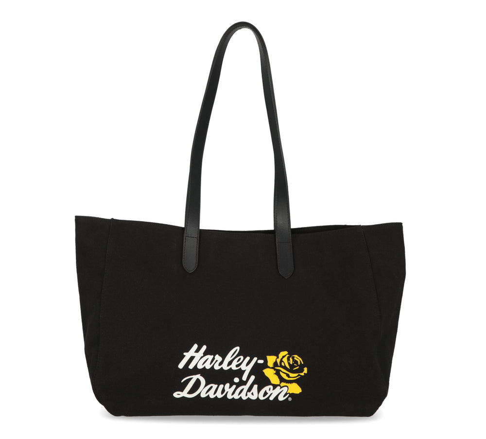 Harley Davidson Rose Canvas Summer Tote Black House of Harley