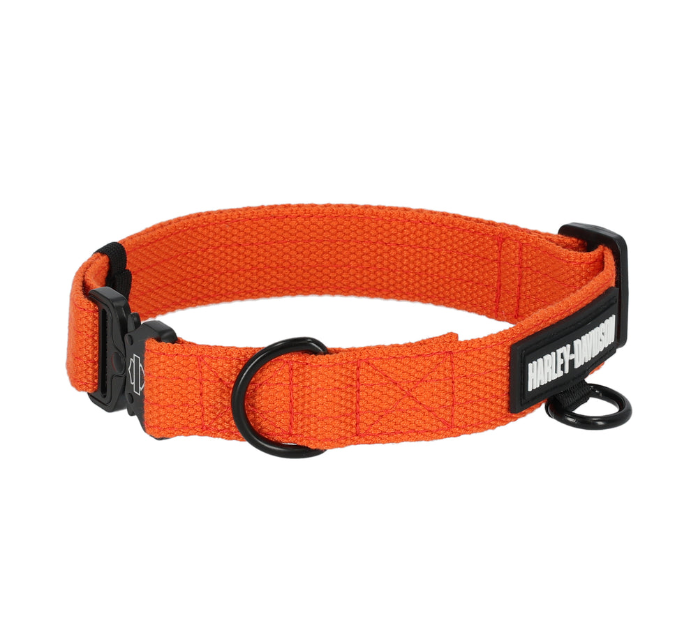 Harley-Davidson® Nylon H-D Rubber Logo Pet Collar | Orange | Large