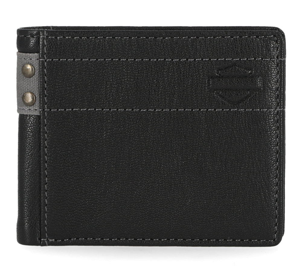 
                  
                    Harley-Davidson® Men's Calvary Canvas Genuine Leather Billfold Wallet | RFID Protection | Black
                  
                