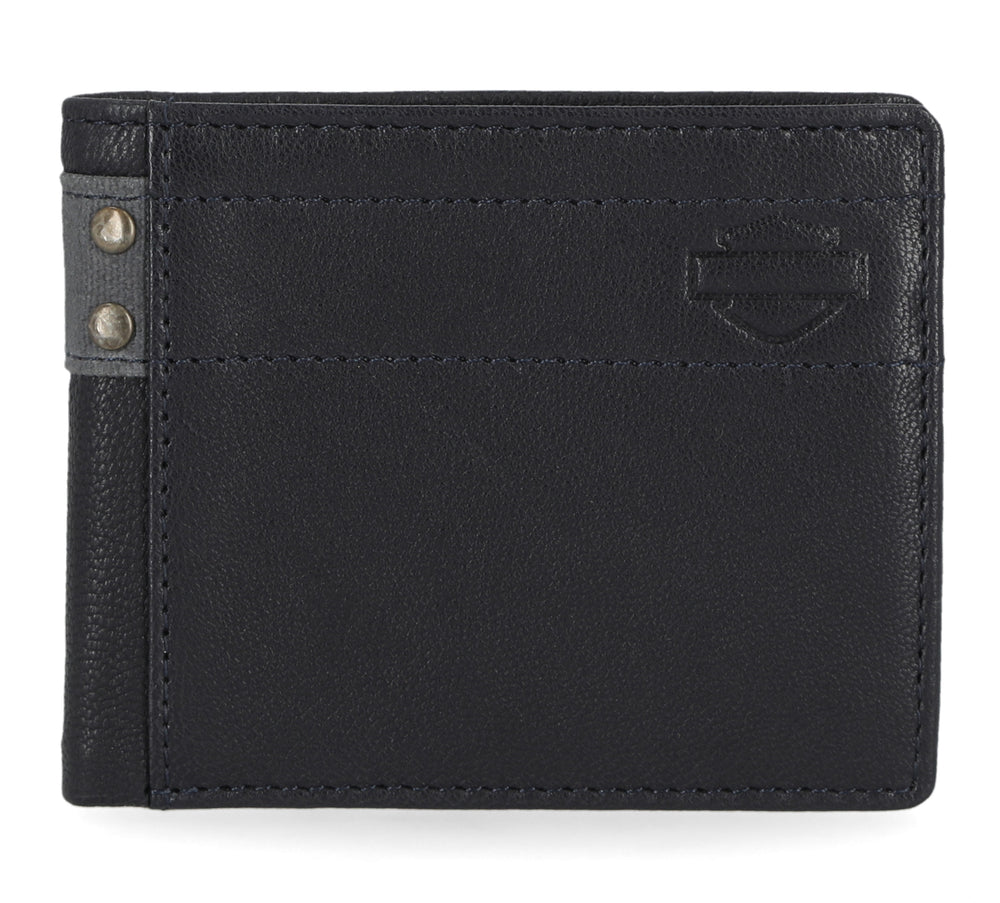 
                  
                    Harley-Davidson® Men's Calvary Canvas Genuine Leather Billfold Wallet | RFID Protection | Peacoat Blue
                  
                