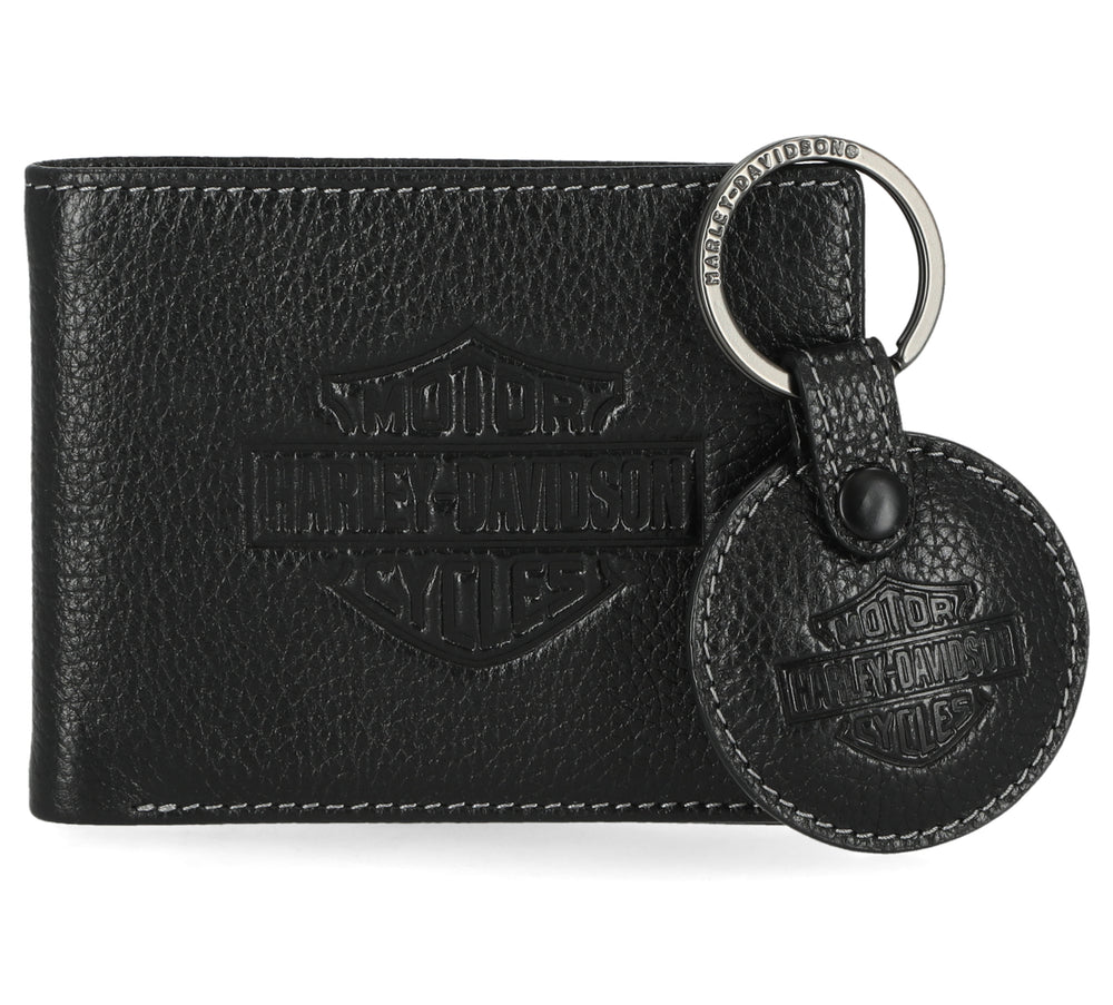 Harley-Davidson® Men's Boxed Bar & Shield® Wallet & Key Fob Gift Set | Black