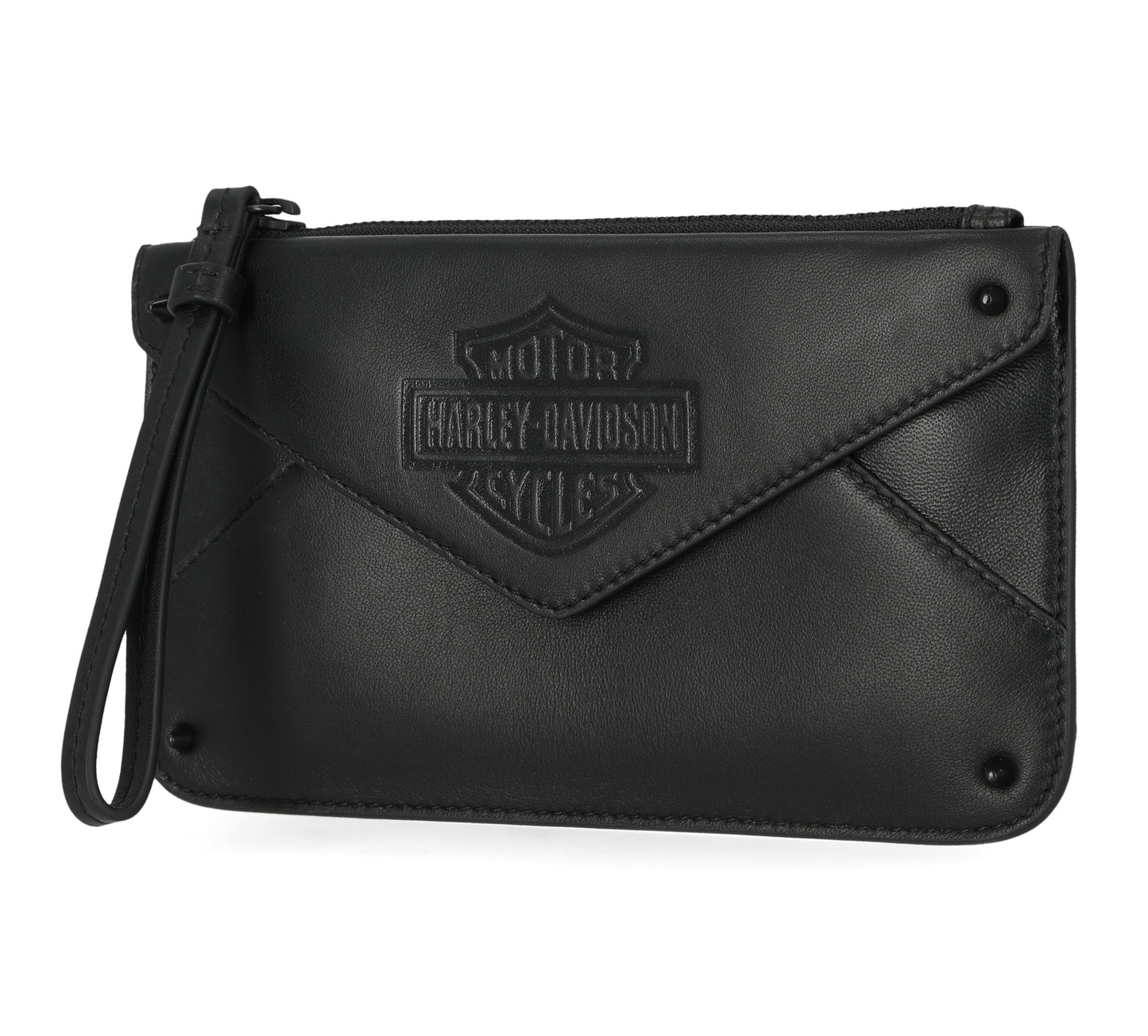 Harley Davidson Women s Genuine Leather Cone Stud Clutch Black