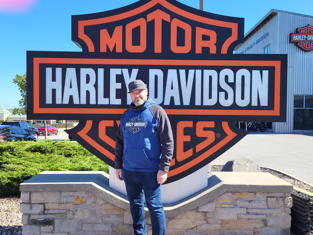 Harley-Davidson® House Exclusive Pullover Sweatshirt | Built in Balaclava | Navy & Charcoal