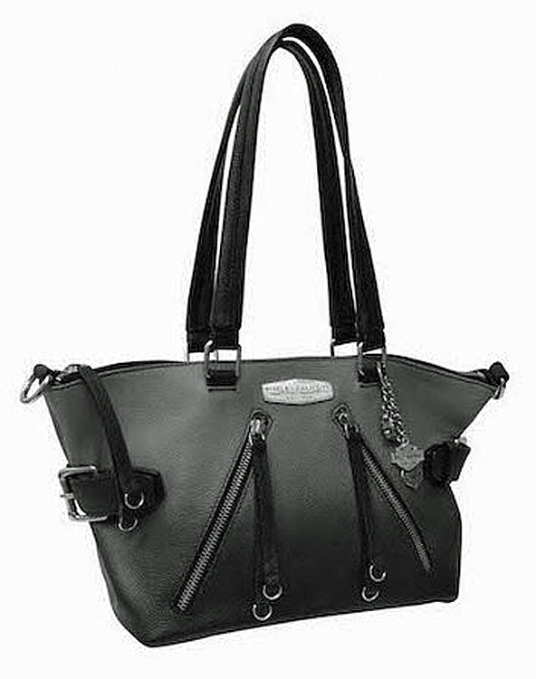 B. Makowsky Black-Silver Leather Patchwork Satchel Handbag – Treasures  Upscale Consignment