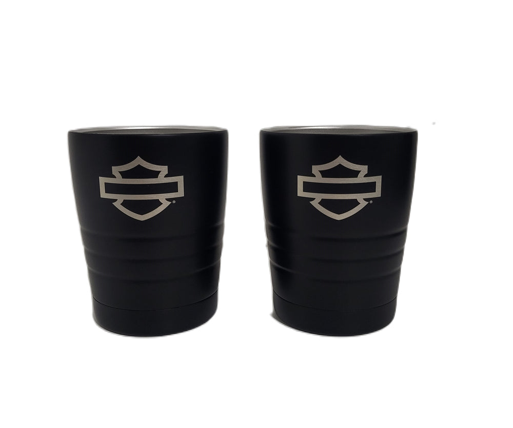 Harley-Davidson® Open Bar & Shield® Double Old Fashioned Glass Set | Black