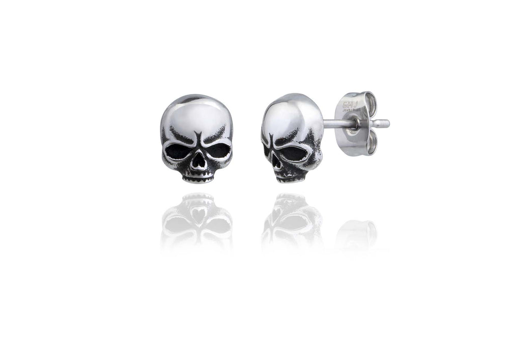 Women's Tiny Tempest Skull Post Earrings | Silver