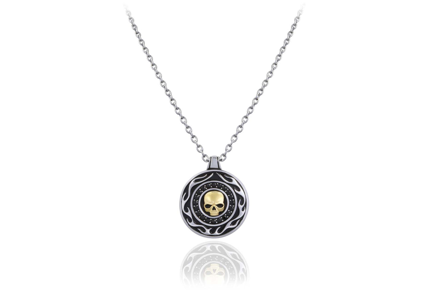 
                  
                    Men's Gold Skull & Flames Necklace | 2 Sizes
                  
                