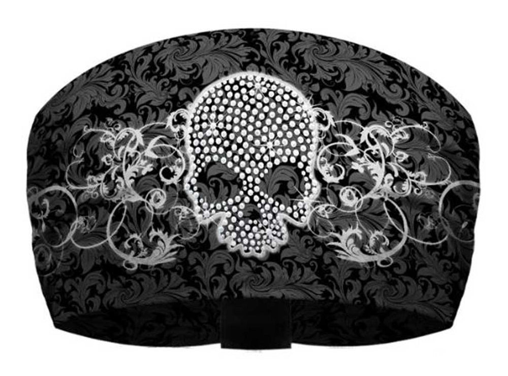 That's A Wrap!® Skull & Scroll Knotty Band™ Head Wrap | Grey | Rhinestone Embellishment