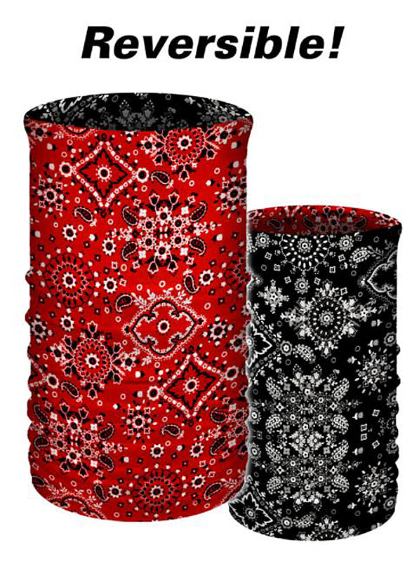 That's A Wrap® Unisex Multi-Functional Tube Headwear | Classic Bandana Print | Reversible Black To Red