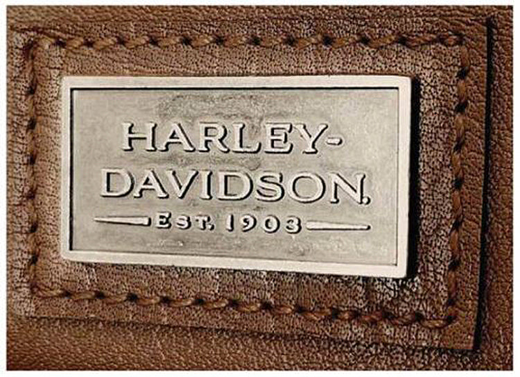 
                  
                    Harley-Davidson® Women's Tan Buffalo Hide Hobo Handbag | Antique Nickel Embellishments
                  
                