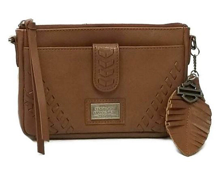 
                  
                    Harley-Davidson® Women's Tan Buffalo Hide Hip Bag | Detachable Shoulder Strap | Antique Nickel Embellishments
                  
                