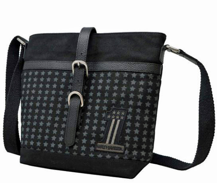 
                  
                    Harley-Davidson® Women's Distressed Denim Crossbody Bag | Black | Adjustable Strap
                  
                