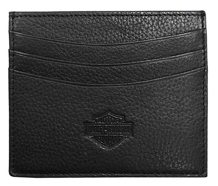 Harley-Davidson Men's Black Leather Tri-Fold Wallet With Eagle Emboss & RFID