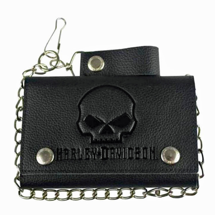Harley-Davidson® Men's Willie G® Skull Embossed Leather Medium Trucker Wallet | Tri-Fold Plus | 19