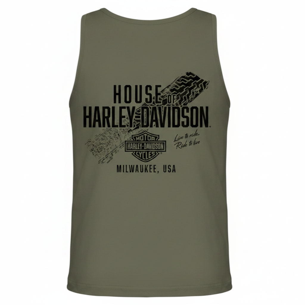 Back - Olive Stay True Tank Black Logo