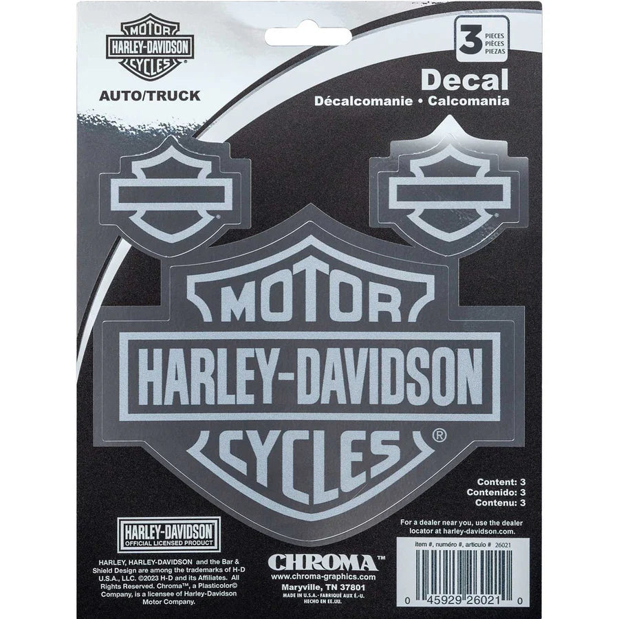 Harley-Davidson® Etched Look Bar & Shield® Decals | Set Of 3 | Medium & Small