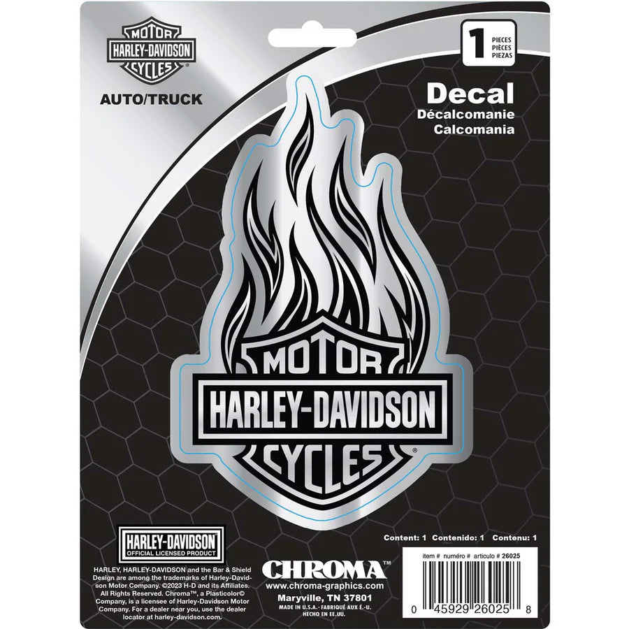 Harley-Davidson® Chrome Flaming Bar & Shield® Decal