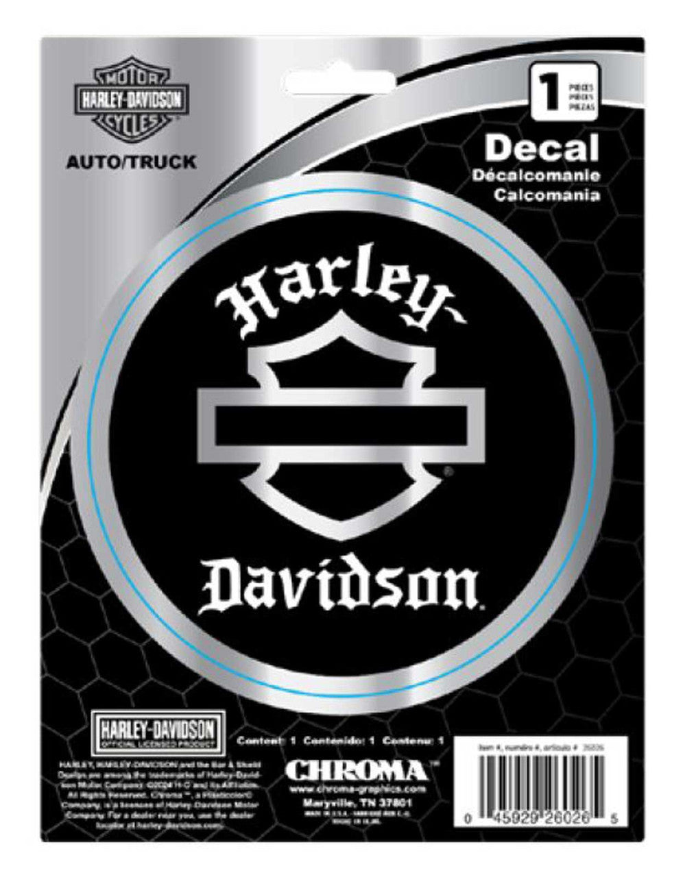 Harley-David son® Chrome Old English Bar & Shield® Silhouette Decal