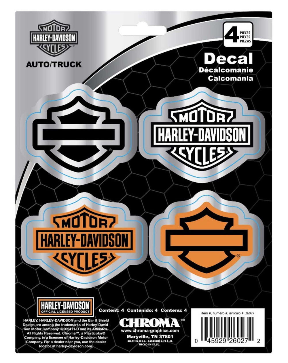 Harley-Davidson® Chromed Bar & Shield® Decal Set