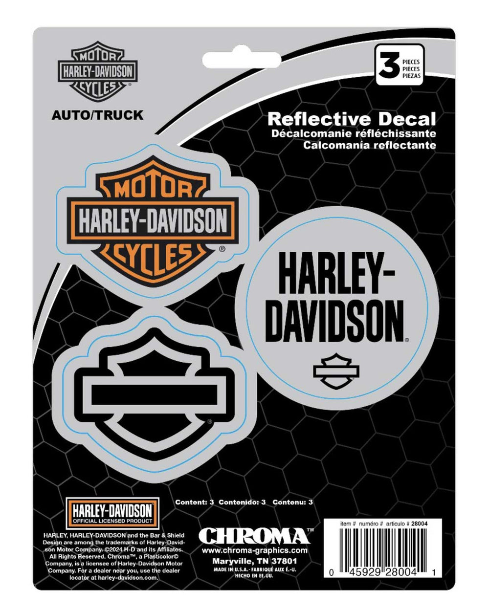 Harley-Davidson® 3-Piece Reflective Bar & Shield® Decal Set