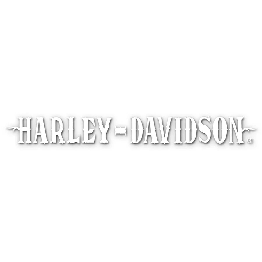 Harley-Davidson® Western Font Script Windshield Decal | White Text | Large