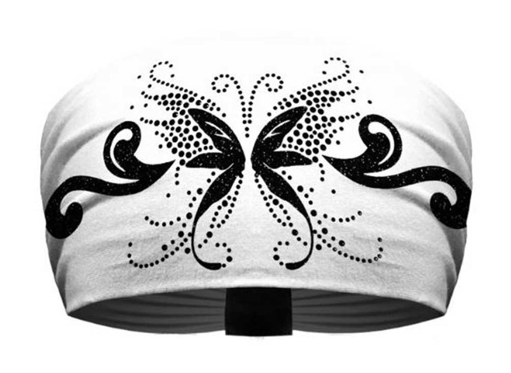 That's A Wrap!® Women's Angelic Butterfly Knotty Band™ Head Wrap | White | Glitter and AB Crystal Embellishments